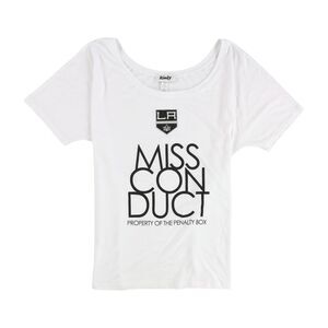 Rinky Womens MISS CON DUCT Graphic T-Shirt, White, NWT